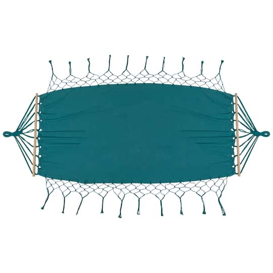 100" x 41" Hammock with Netted Fringe & Wooden Bars